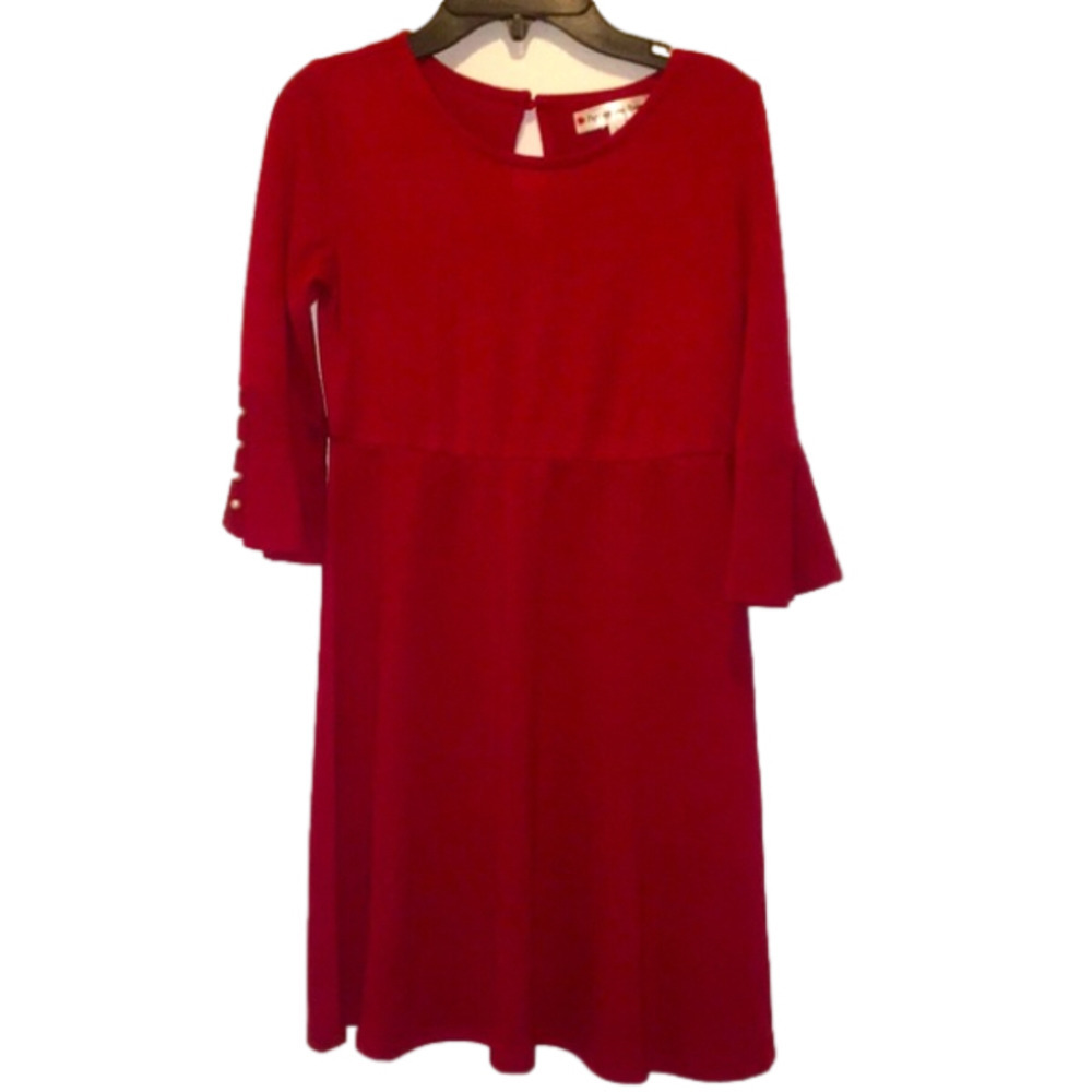 NWT Poppies and Roses Red Hacci Bell Sleeve Dress